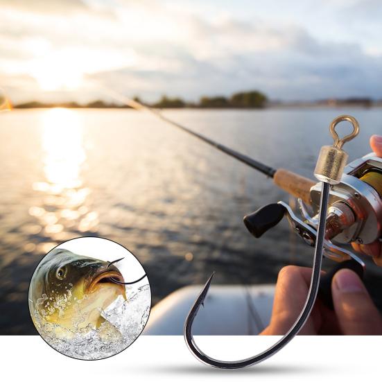5Pcs/Bag 45824 Fishing Hooks with Swivel Rotating Sharp Barb Rustproof Fixing Fishes Stainless
