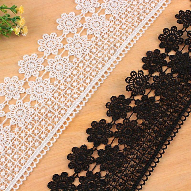 3 Yards/Roll White Black Lace Flower Trim, DIY Ribbon, Dress Decor, Sewing Craft, Trim & Embellishments