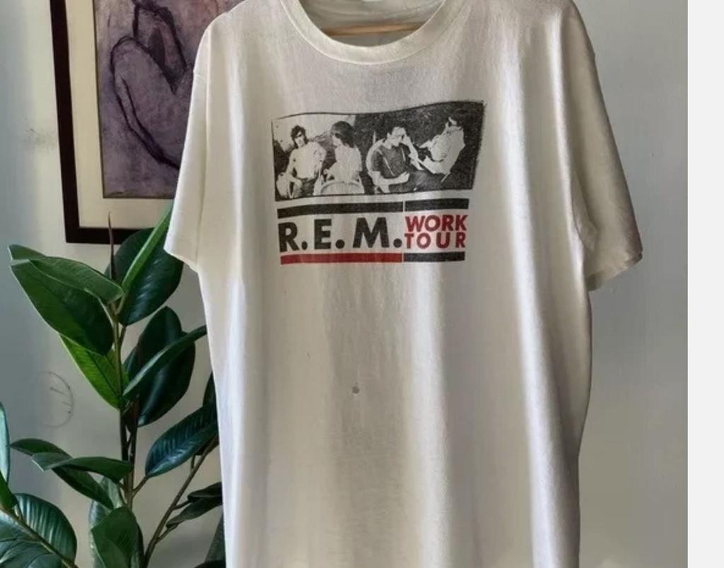 1987 R.E.M REM Band World Tour White T Shirt Full Size S-5XL