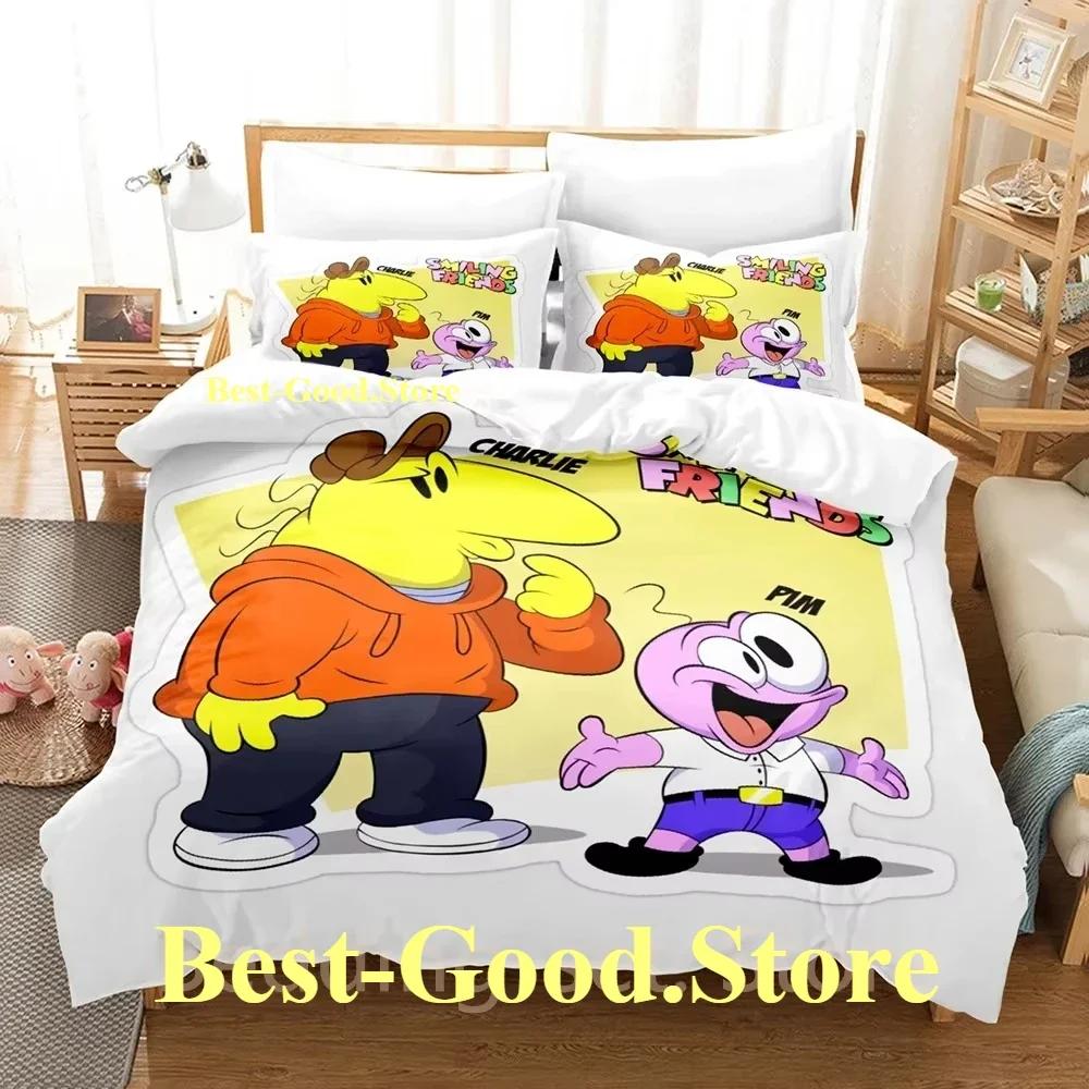 Smiling Friends Bedding Set Single Twin Printed Bed Set With Pillowcase Bed Duvet Cover Single Double Queen Super King Size