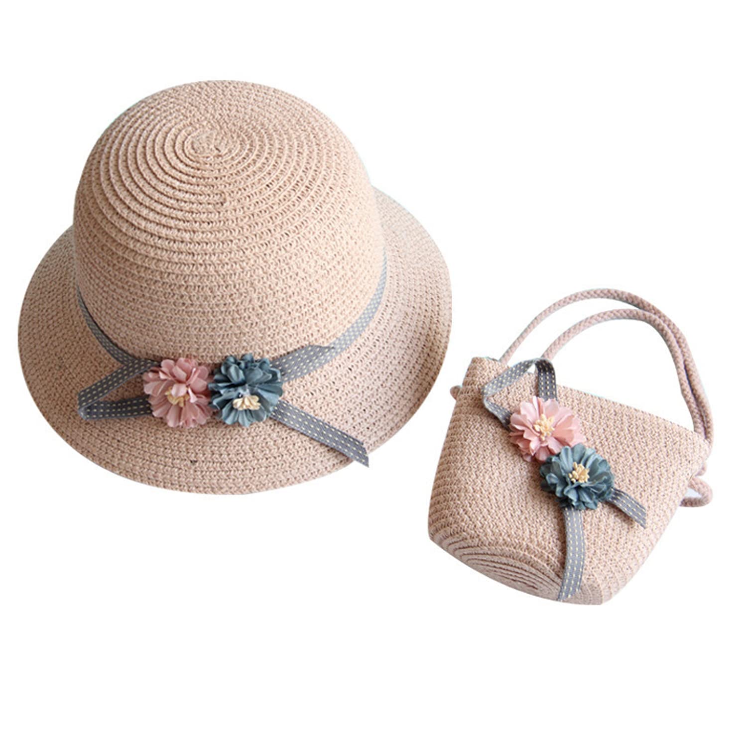 

Соломенная шляпа для соломенной шляпы через плечо широкая цветочная натуральная от солнца УФ УФ соломенная для выхода на прогулку для игры на для весны и лета [easylivegogo] девочки, + розовый