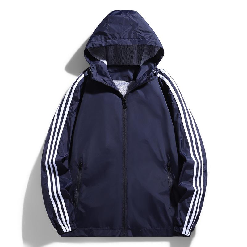 Men Jackets Fashion Hooded Striped Sports Coat Men Loose Sports  Jacket