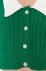 Women's Elegance Style Cardigan Green Super Crop Shirt Collar Knitwear Cardigan