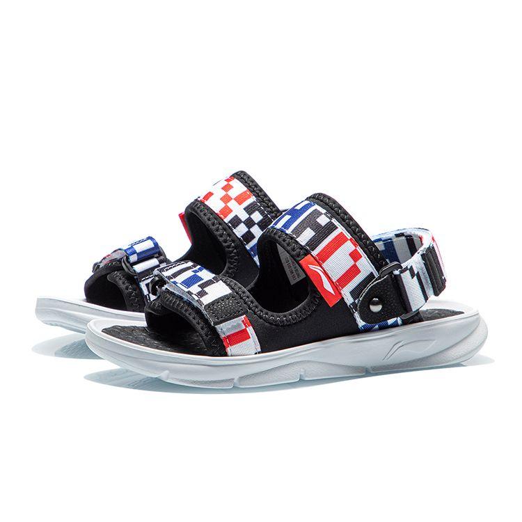 Li Ning Trendy 3.0 Comfortable Durable Non-Slip Kids Sandals Kids Sandals Black White YKUR022-5