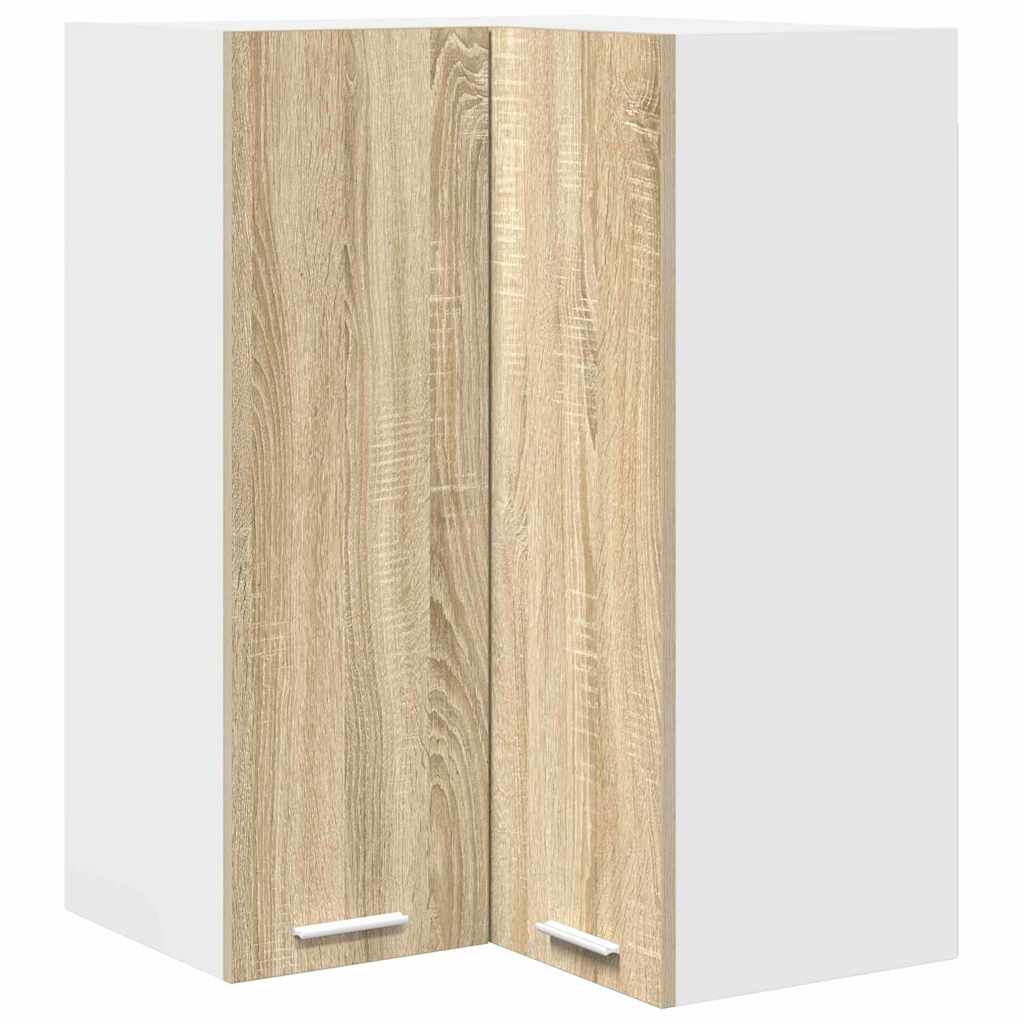 Hanging Cabinet with Storage Sonoma Oak and White 57 X 57 X 80 Cm