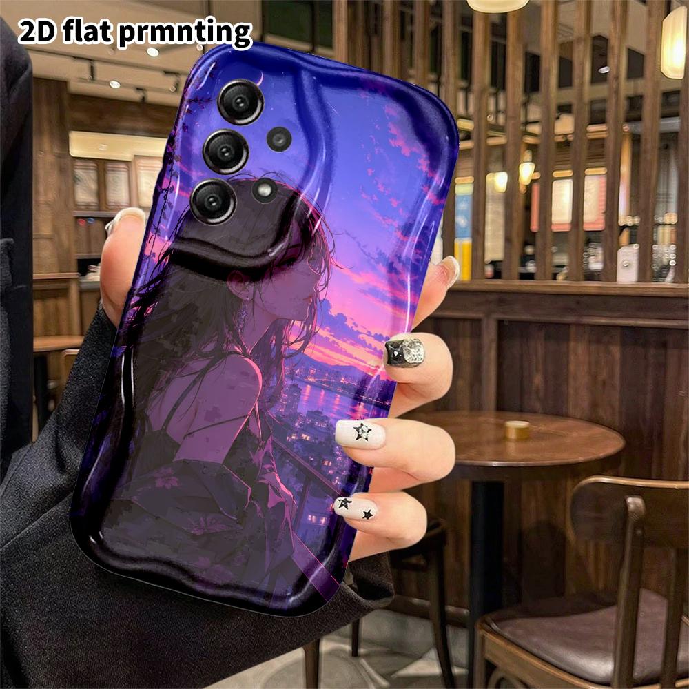 Phone Case: 2D Flat, Suitable for Samsung Galaxy A34 A35 M05 M06 S20 S22 S21 FE Plus 5G Protective Cases, Purple Twilight Night View Anime, Perfect Ch