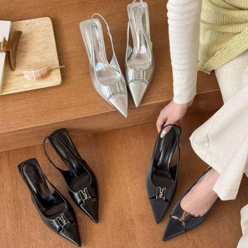 Fashion 2025 Street Style Sexy Buckle Strap Women Pumps Elegant Pointed Toe Thin High Heels Banquet Party Slingback Shoes