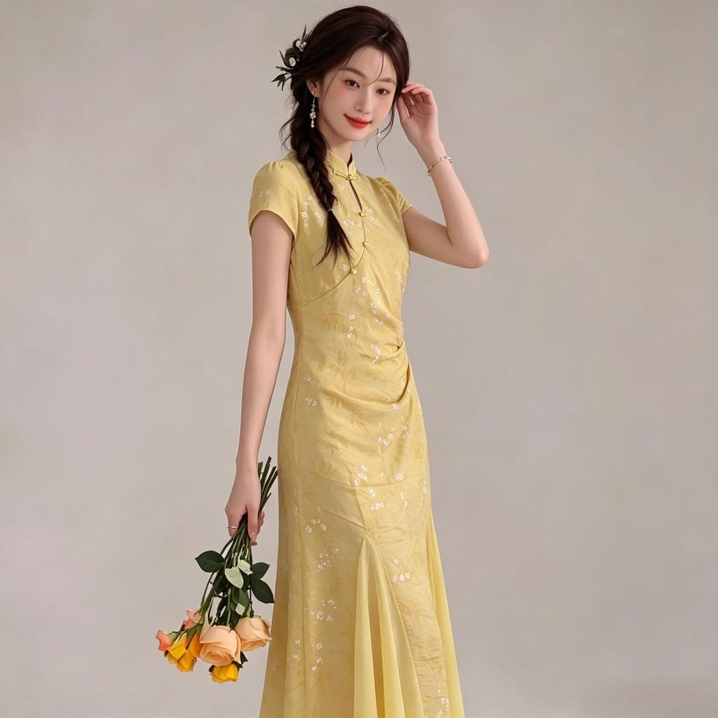 [Spot] Summer New New Chinese Style Versatile Age Reduction and Thin New Chinese Temperament Long Dress Dress
