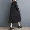 New Polka Dot Splicing Wood Ear Side Long Sleeve Dress Fashion Loose Casual A-Line Dresses
