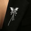 1Pair Wing Metal Butterfly Brooches Rhinestone Butterfly Tassel Badge Pin  Women Gifts