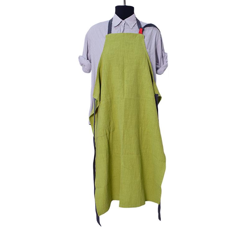 Bawełniano-lniany fartuch ogrodniczy w kwiaty - Prosty i elegancki styl japońsko-koreański