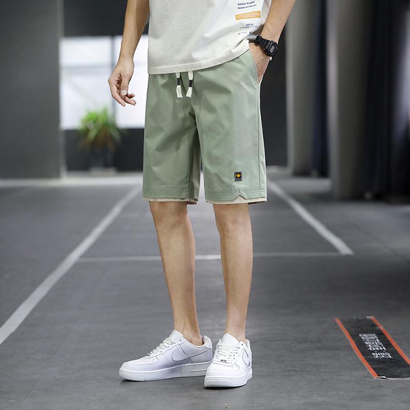 Men's Summer Street Sports Fashionable Youth Trend Men's Drawstring Waist Pocket Leisure Sports Straight Split Shorts