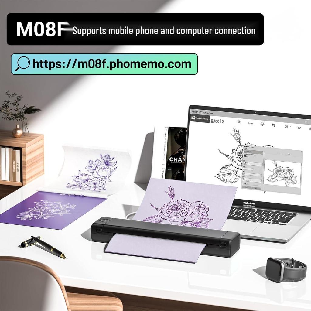 Phomemo M08F Portable A4 Thermal Printer for Home & Tattoos