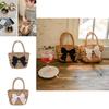 Childrens Straw Woven Shoulder Bag With Expandable Capacity And Sweet Summer Look