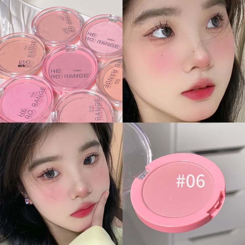 HERORANGE Matte Blush Powder - Korean Style, Natural, Low Saturation Rouge for Women