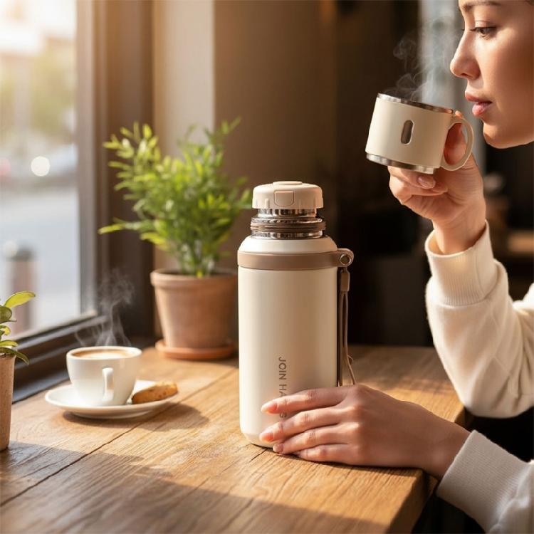 Unique Double Walled Insulated Nonrust Steel Cup 24oz Capacity Heat Cold Retention Technology Silicone Grip Easy Carry