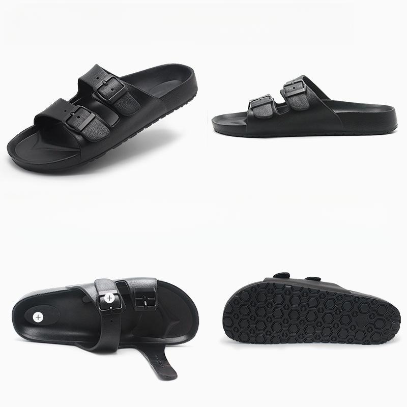 Fashion 2025 New Summer Couples EVA Sandals Open-Toe Double Buckle Strap Beach Flip-Flops Lightweight Breathable Unisex Slide Shoes