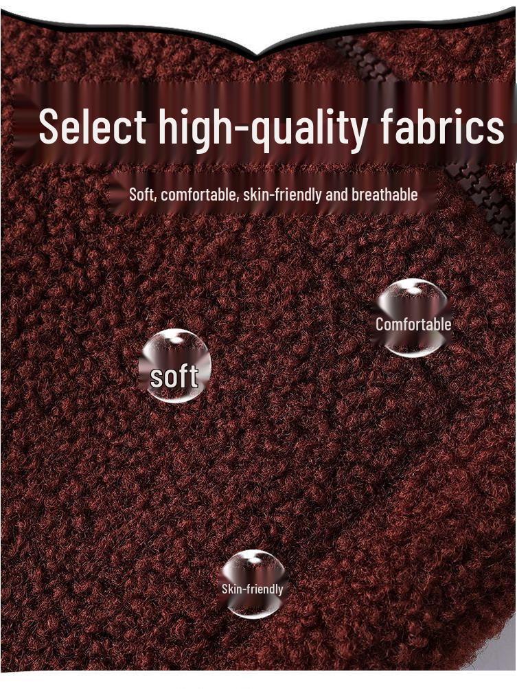 Mom's Plus Size Hooded Fleece-Lined Winter Coat for Middle-Aged and Elderly Women - Lambswool Padded Jacket