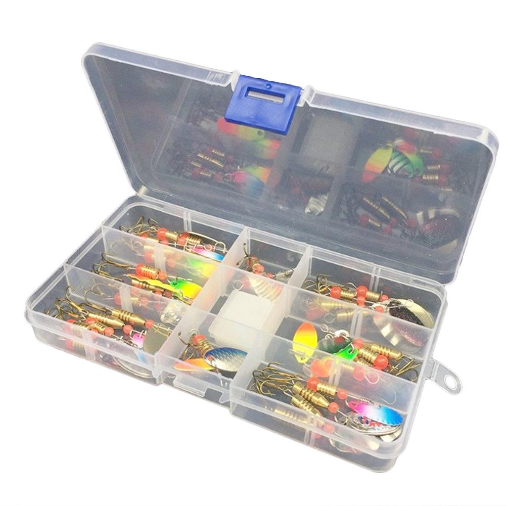 31Pcs/11Pcs Fishing Lures Baits Metal Fish Hooks Rotating Sequins Tackle Kit Box