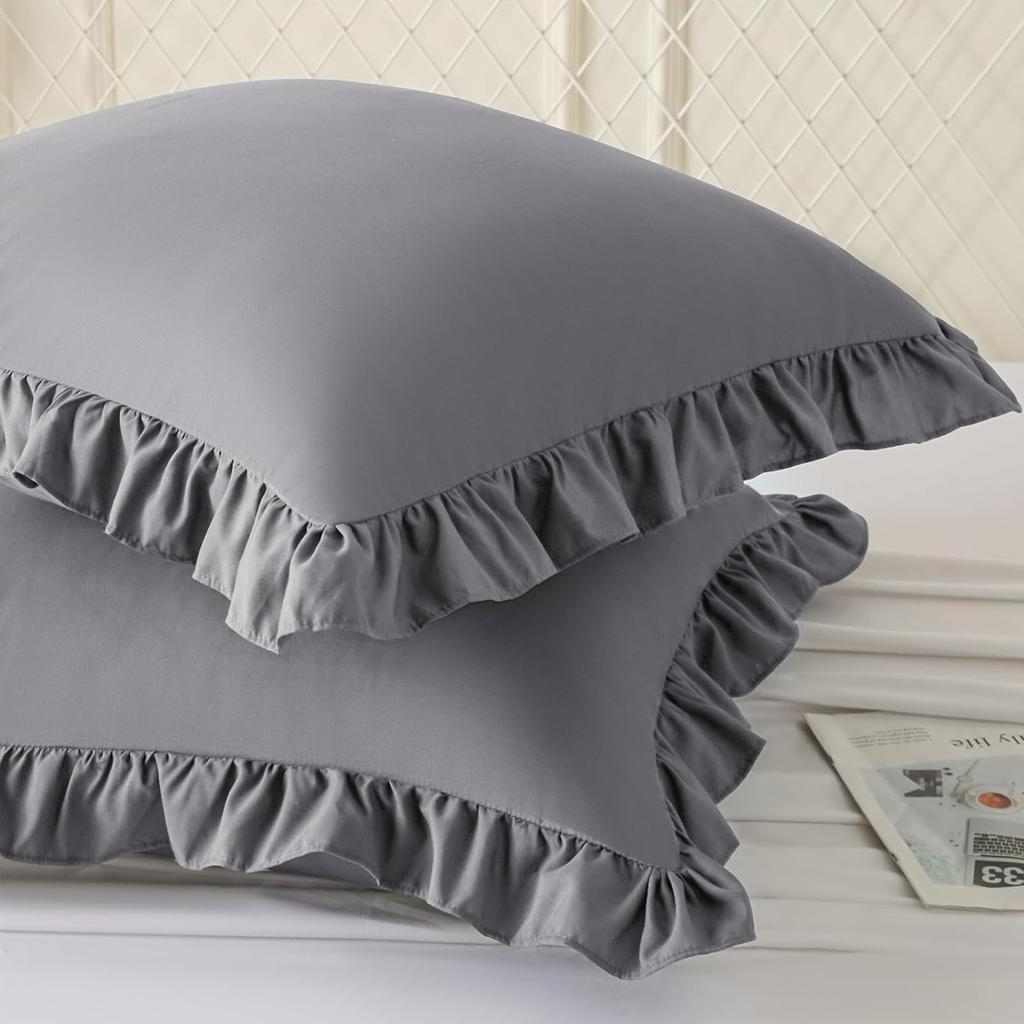 100% Cotton Ruffle Pillow Cover Soft Cotton Ruffle Pillowcase Rustic Boho Farmhouse Modern Home Decor for Bed Sofa Living Room