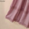 ZANZEA Women Elegant Round Neck Summer Casual Short Sleeve Long Dress
