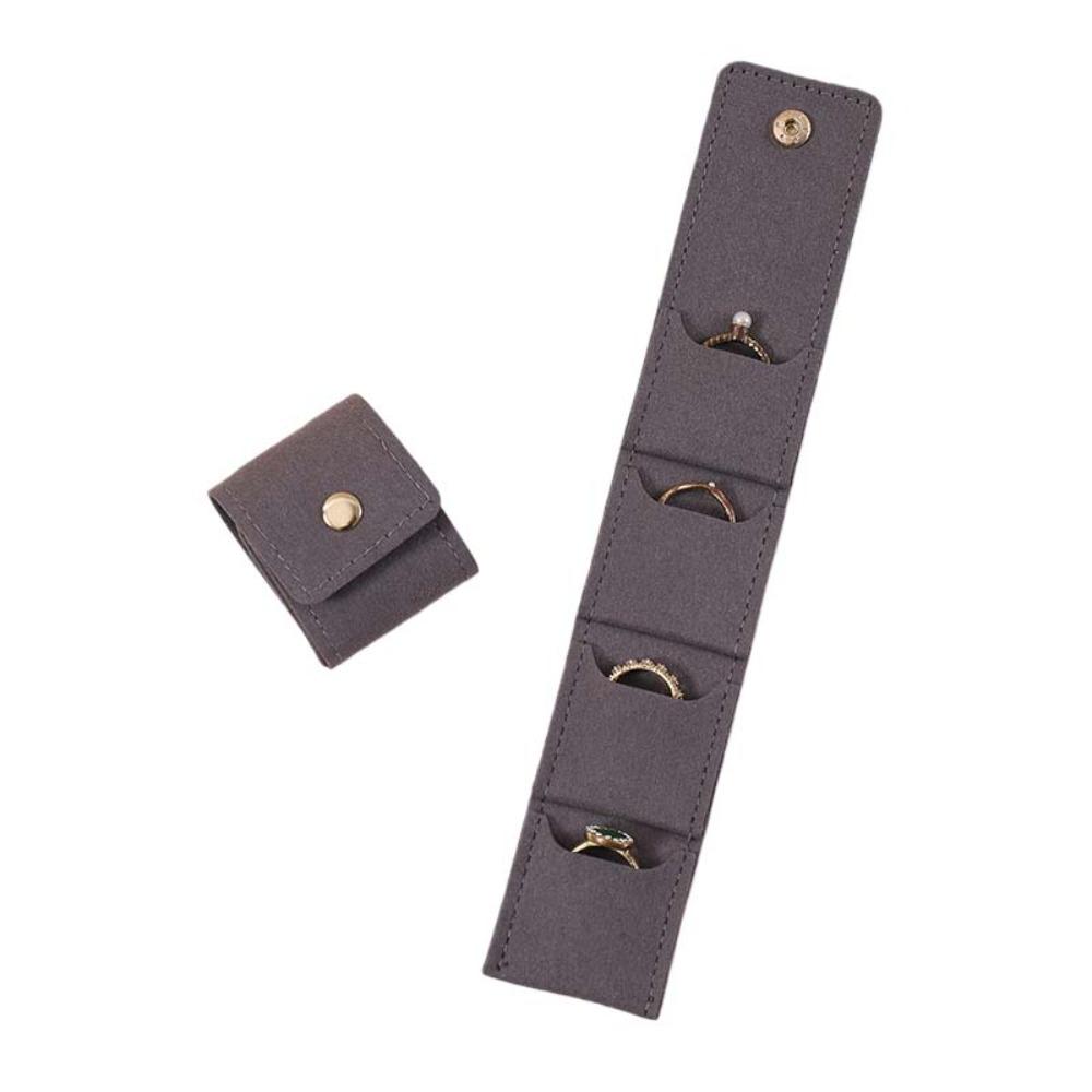Small Necklace Ring Packing Bag Microfiber Velvet Earrings Organizer Travel темно серый