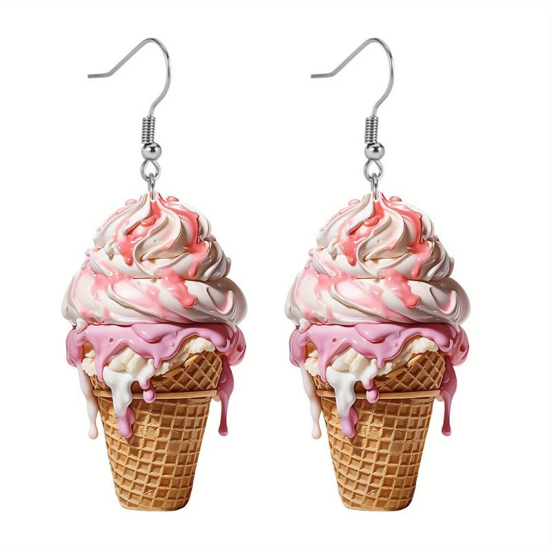 Summer Ice Cream Acrylic Earrings – Creative 2D Flat Design