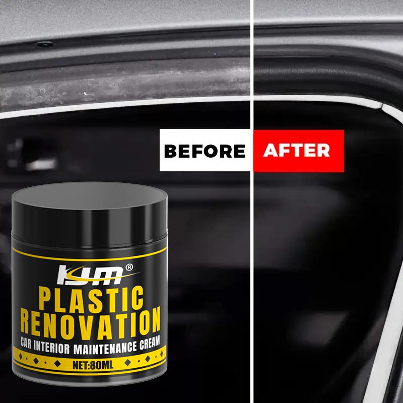 KJM Plastic Renovation Cream-Restore Black Shine To Car Interior Plastics,Effortlessly Revive Faded Surfaces for A Like-New Look