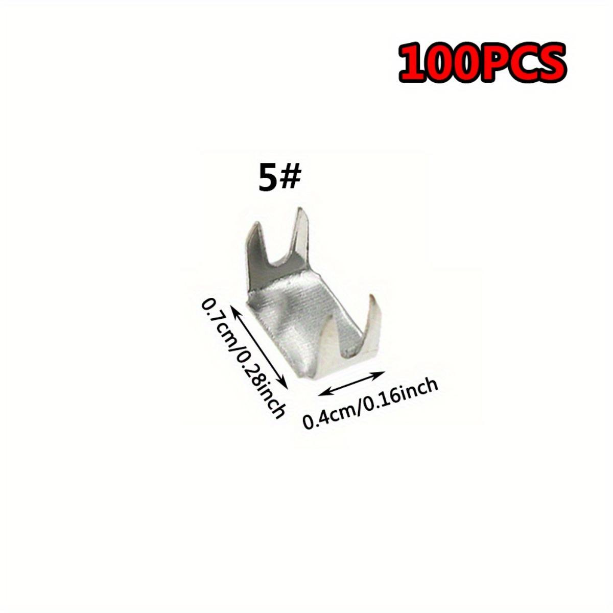 

100 шт. Серебристые аксессуары для молнии Верхние и нижние стопоры Серебристая четырехлапая U-образная Пряжка против выпадения Одежда Куртка Коробка для обуви Сумка Аксессуары для молнии style 2