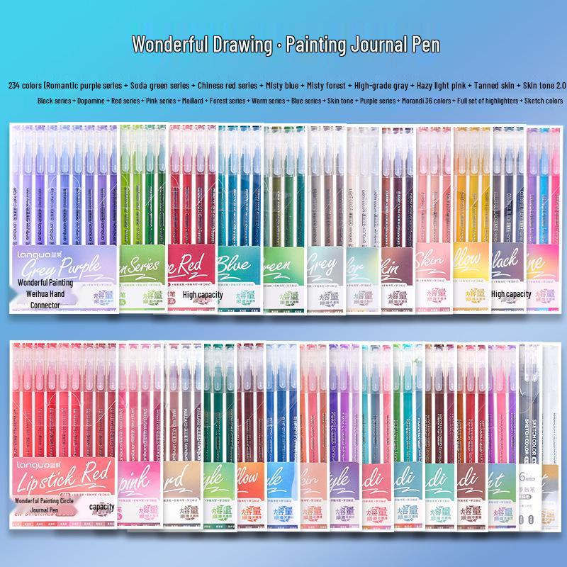Blue Fruit Large Capacity Journal Pen Set - 234 Colors for Art, Doodling, Fluorescent, Neutral, Acrylic Markers