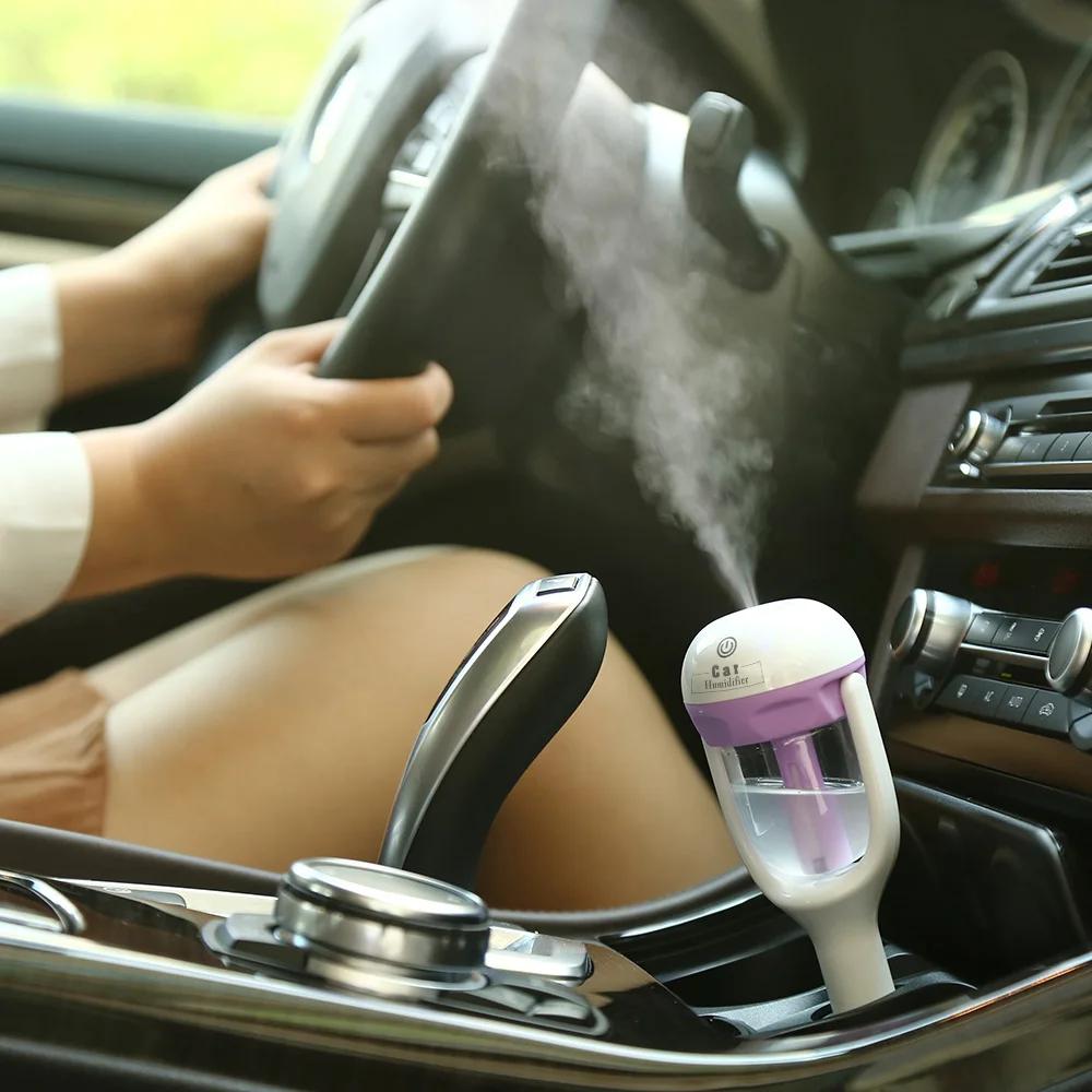 Air Humidifier Mini Ultrasonic Humidifier Romantic Soft Light Aroma Diffuser Auto Mist Maker Sprayer For Car