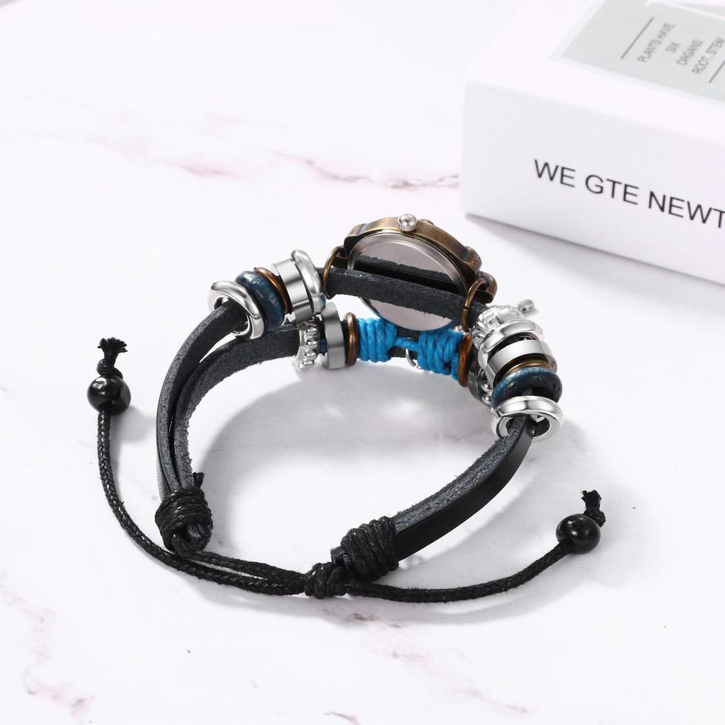 Women's Watch Antique Butterfly Bracelet Watch Multi-wrap Prayer Beads Woven Leather Strap Analog Casual Women's Accessories Birthday Christmas