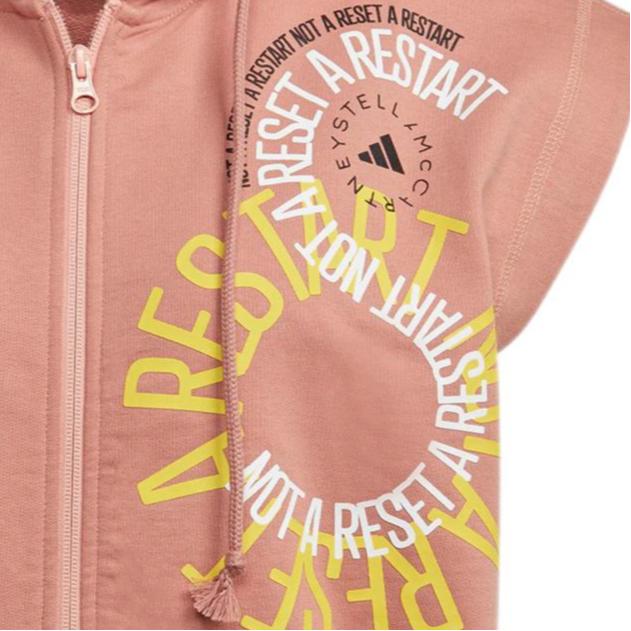 adidas Logo Print Short Sleeve Zip-Up Hoodie, Unisex Lightweight Breathable Daily Streetwear Fashion Casual Pink Tops IB5903