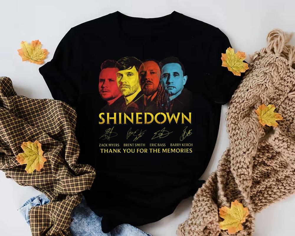 Редкий! Хлопковая черная унисекс классическая футболка с автографами группы Shinedown EN762 S