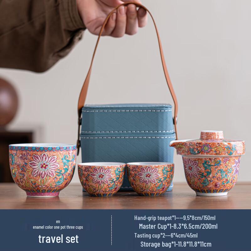 Enamel Ceramic Portable Travel Tea Set