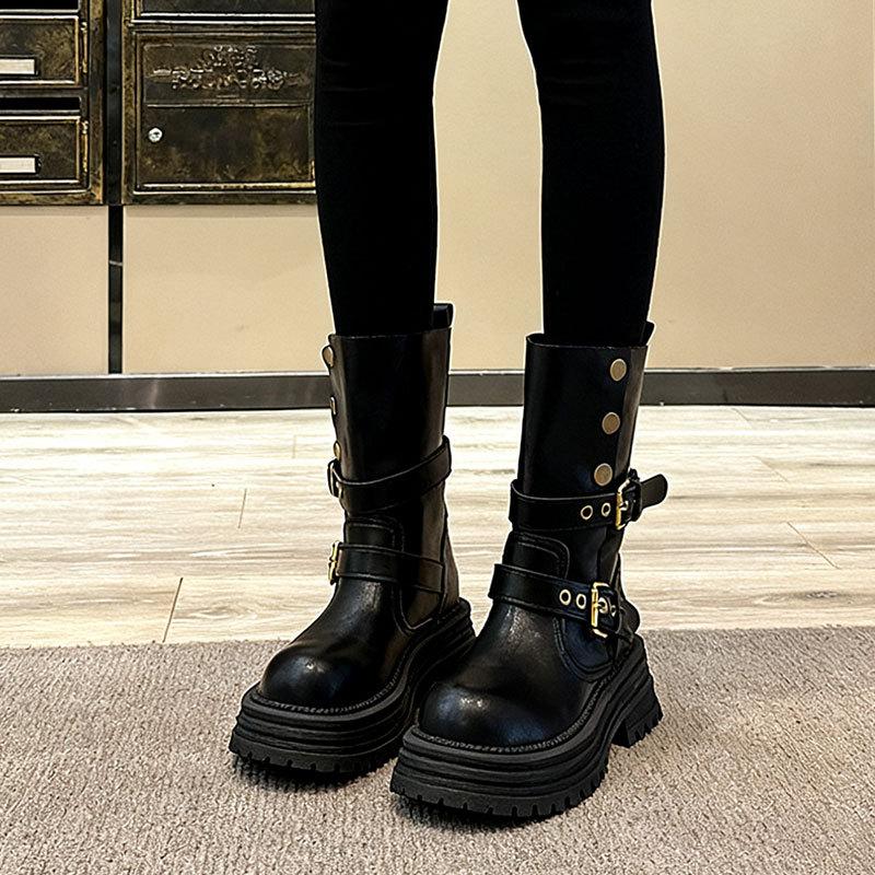 Britische Martin Stiefel Damen neue Herbst Retro Damen Schuhe Maillard braune Stiefel Plateau schwarz kurze Stiefel