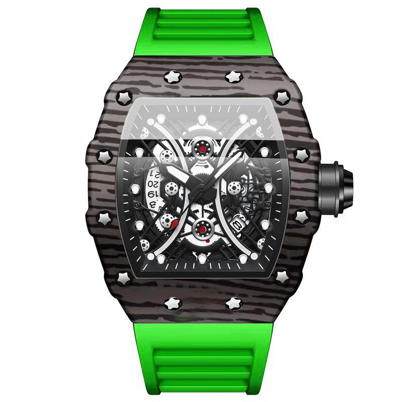 Binbang Men's Silicone Barrel Luminous Fashion Sports Watch