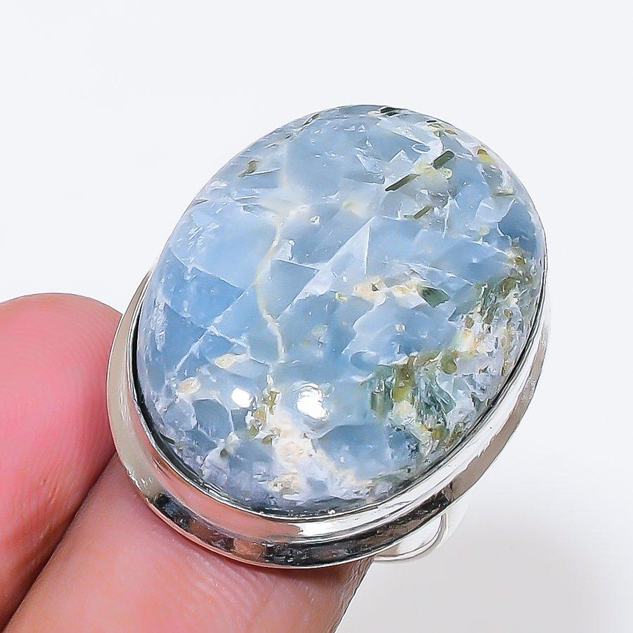 Natural Blue Kyanite Gemstone 925 Sterling Silver Jewelry Ring Size 9 AR-18691
