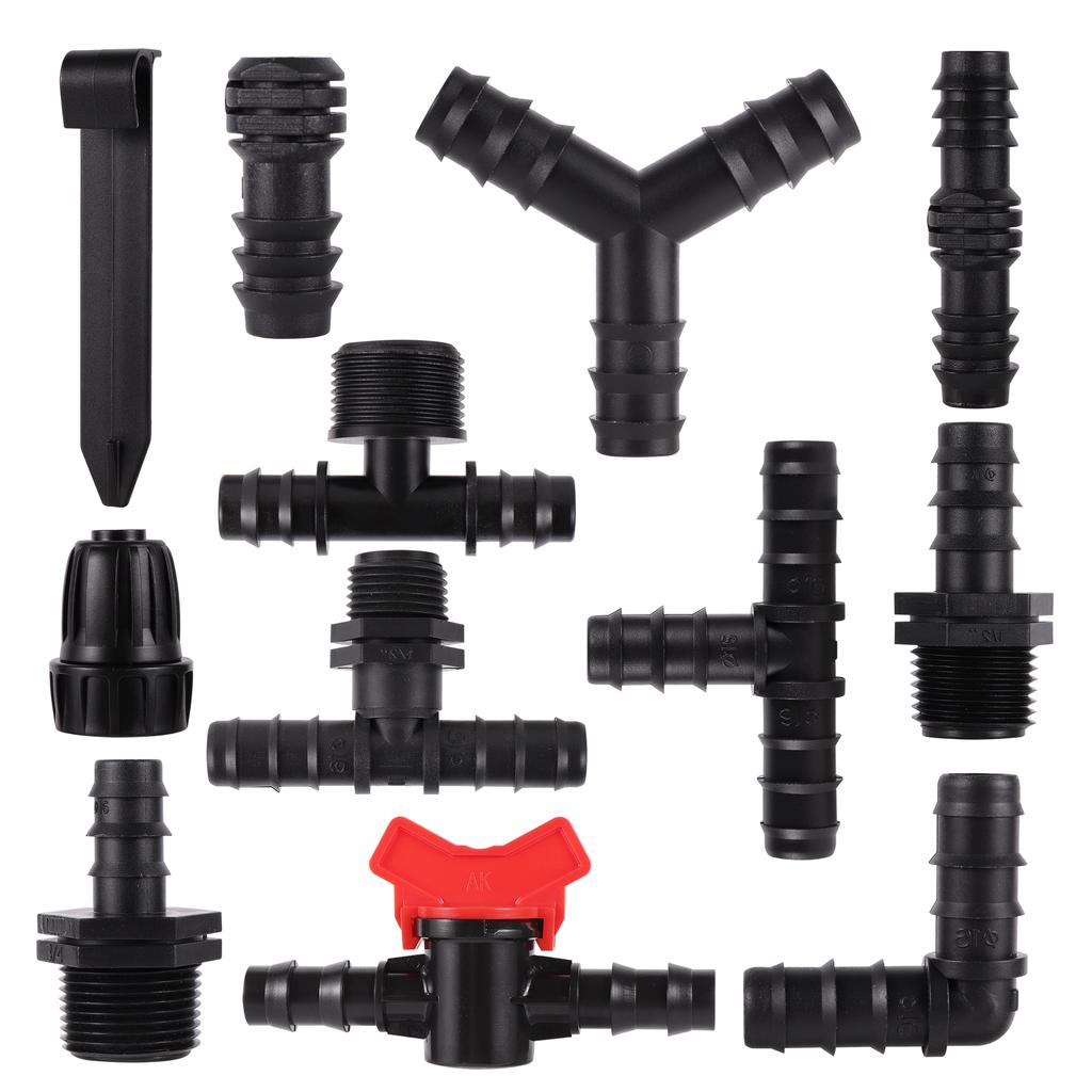 Garden Barb Irrigation Hose Connector DN16 to 3/4 or 1/2 Inch Fitting Connector for Irrigation Tube Garden Watering System