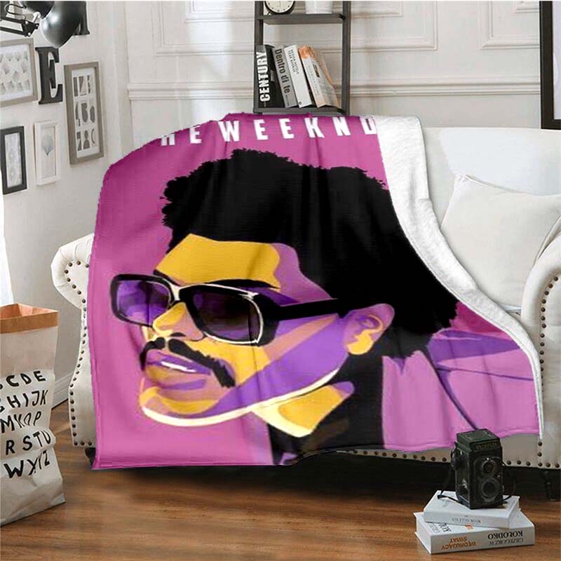 The customizable T-The Weeknd flannel soft blanket is suitable for home, bedroom, bed, sofa, travel, and children's use.