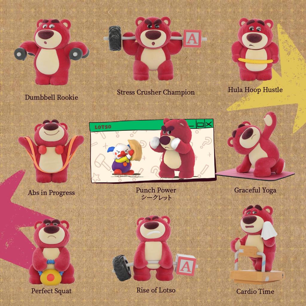 52TOYS BLINDBOX Lotso Fitness [Lotso's Muscle Training Rookie] Series Blind Box Figure Toy Story Gachapon Collectible Toy, Pre-painted, Perfect Gift