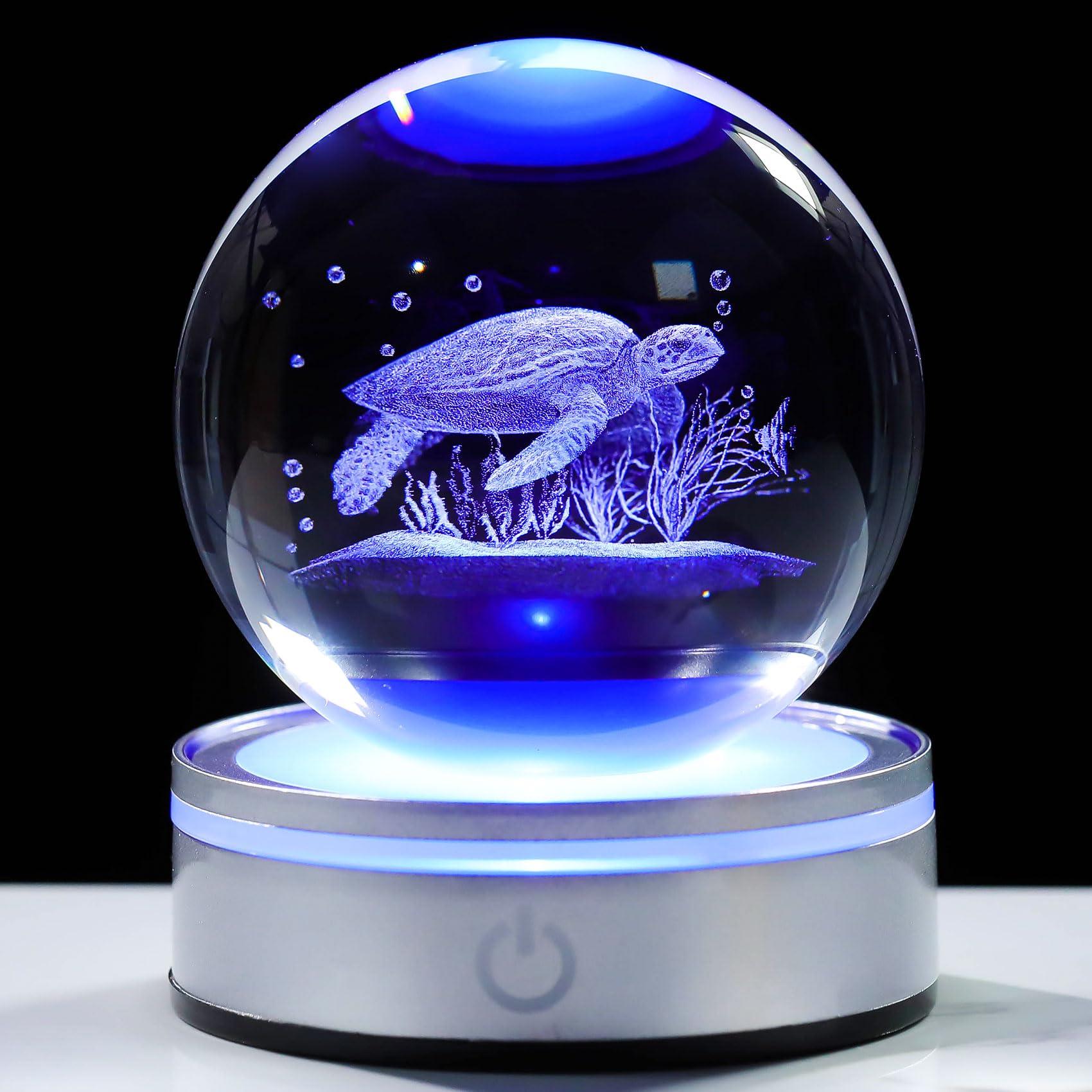 

Kertari K9 Кристалл 3D Море Милый Подарок на День рождения для и Популярная Декоративная Черепаха Стильный и Успокаивающий Хрустальный Шар со Светодиодной Подсветкой Декоративный для Атмосферы для