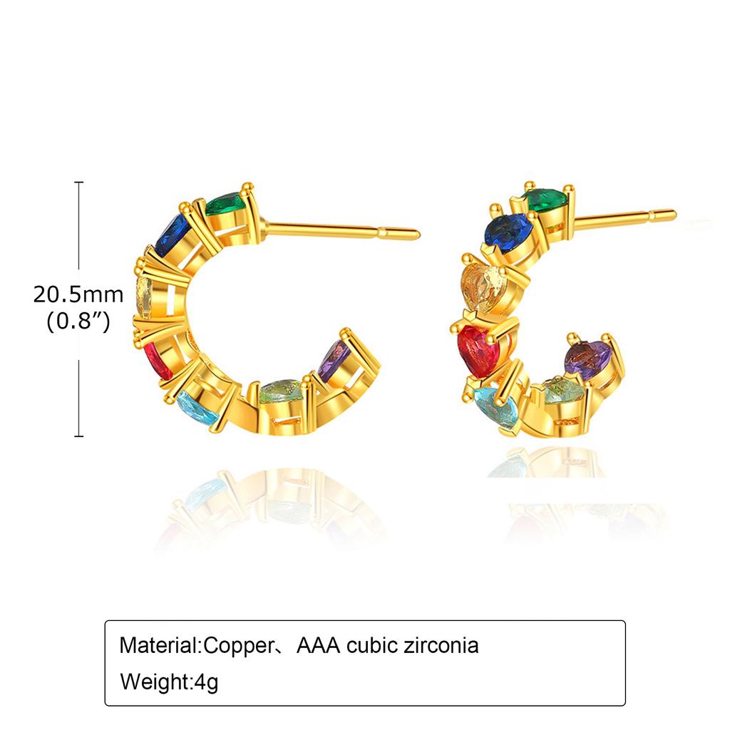Dainty Colorful CZ Stone Hoop Earrings for Women Girls, Gold Color Bling Metal Small Earring Birthday Gifts Christmas Party