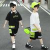Kids' Summer Casual Short Sleeve Two-Piece Set with Five-Point Pants