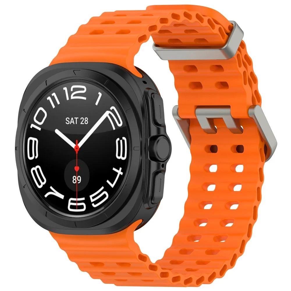 Sport Band For Samsung Galaxy Watch Ultra 47mm silicone Bracelet NO Gaps Ocean Watchband aquatics Watch 7 47mm Official Strap