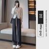 Women's High-Waist Corduroy Wide-Leg Pants: European Cotton Velvet, Autumn/Winter, Slim Drape, Plus Velvet, Casual Straight Fit.