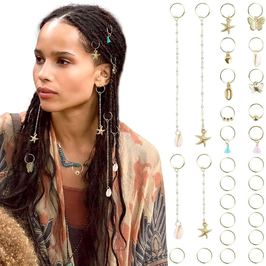 28Pieces Braid Hair Charm Easy To Use Accessories Hair Cuffs Dreadlock Accessories Alloy Texture for Fashion Women