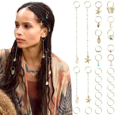 Pack of 28 Hair Cuffs Rings Adjustable Braid Dreadlocks Jewelry Hair Jewelry Hair Braid Accessories Alloy Texture