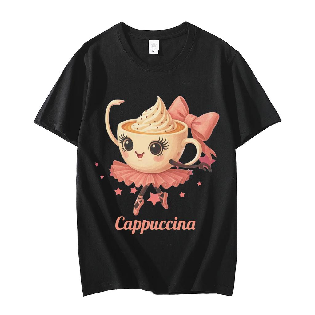 Ballerina Cappuccina TShirt Funny Italian Brainrot Meme T Shirt Men Women Clothing Fashion Y2k Aesthetic Short Sleeve TShirts