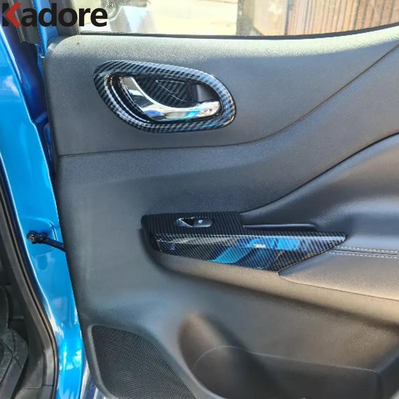 For Nissan Navara NP300 ST 2014-2018  Carbon Fiber Car Interior Door Window Lift Switch Button Panel Cover Trim Accessories